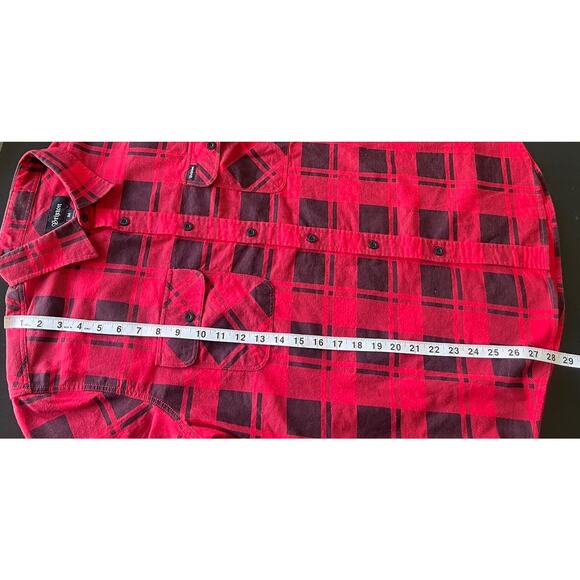 Brixton Flannel Button Up Shirt Red & Black Collared Plaid Top Men's Sz Medium - Picture 8 of 8